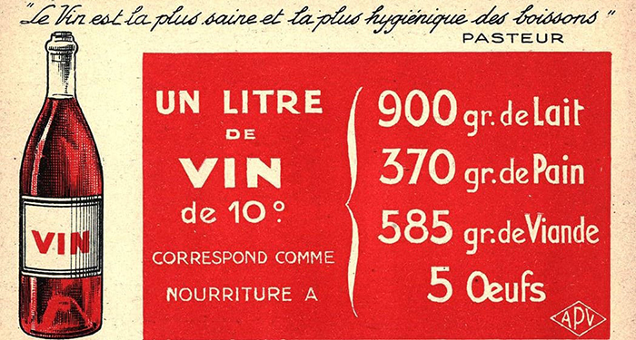Ancienne affiche vantant les vertus nutritives du vin.