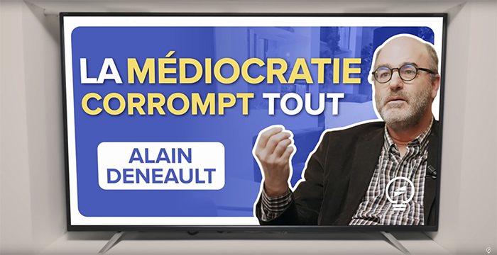 Capture d'écran de la vidéo de l'entretien avec Alain Deneault.