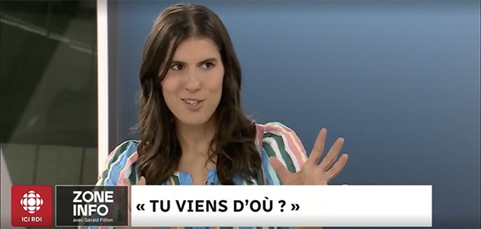 Image extraite de la vidéo de l'entretien avec Maïka Sondarjee.