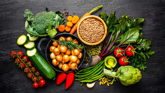 Photo de légumes et de légumineuses.